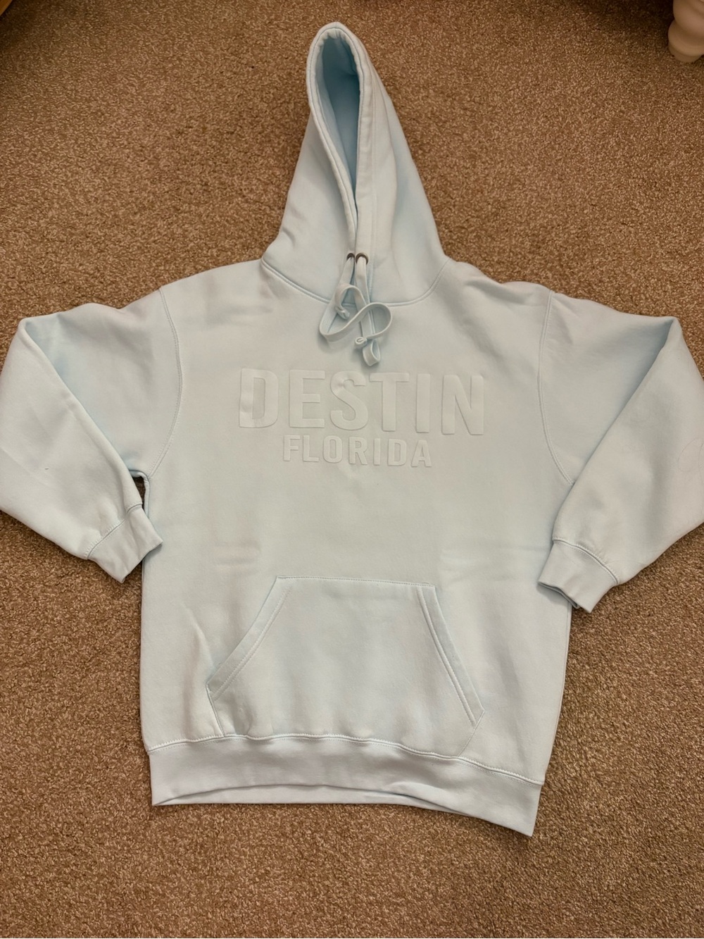 Destin Florida Embossed Hoodie - Light Blue